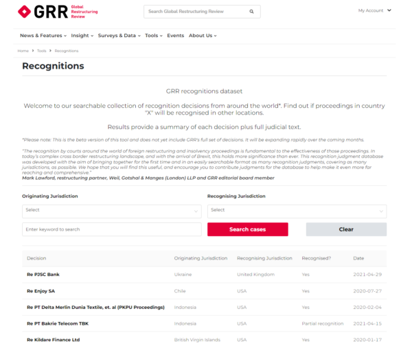 Interface showing GRR's recognitions tool
