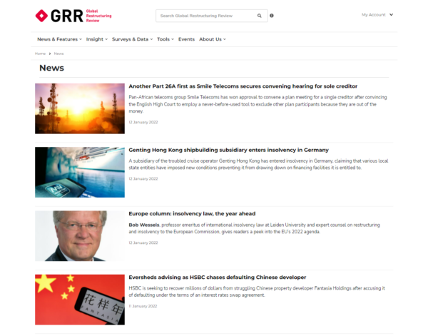 Interface showing news content on GRR