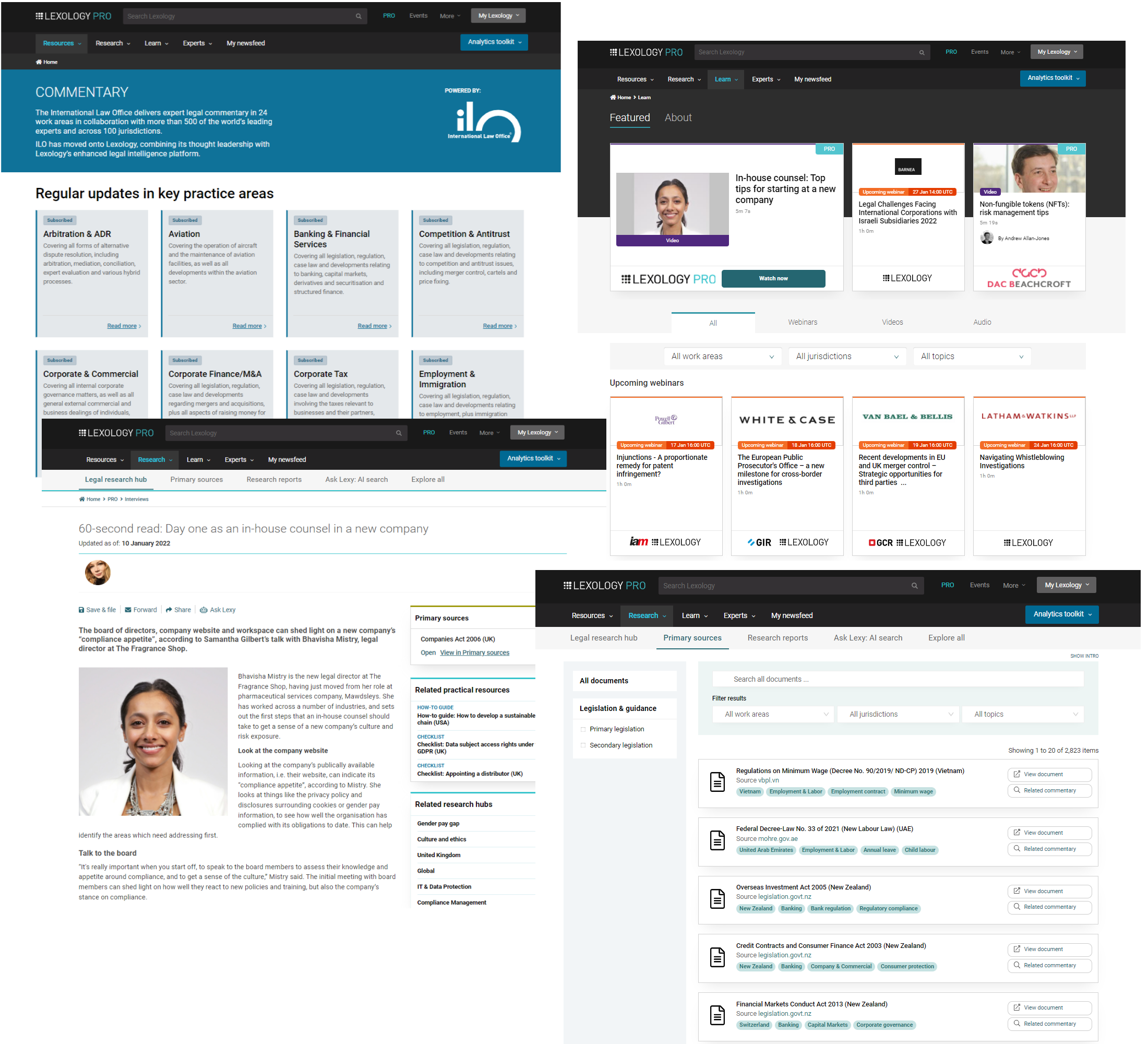Multiple images showing other resources on Lexology