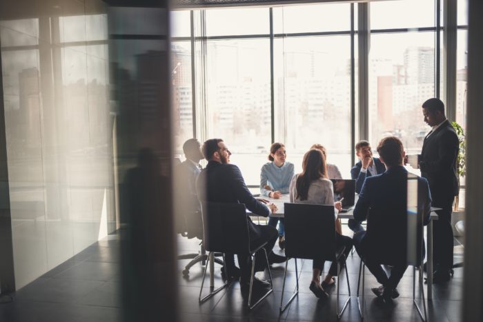 A group of people sat at a table